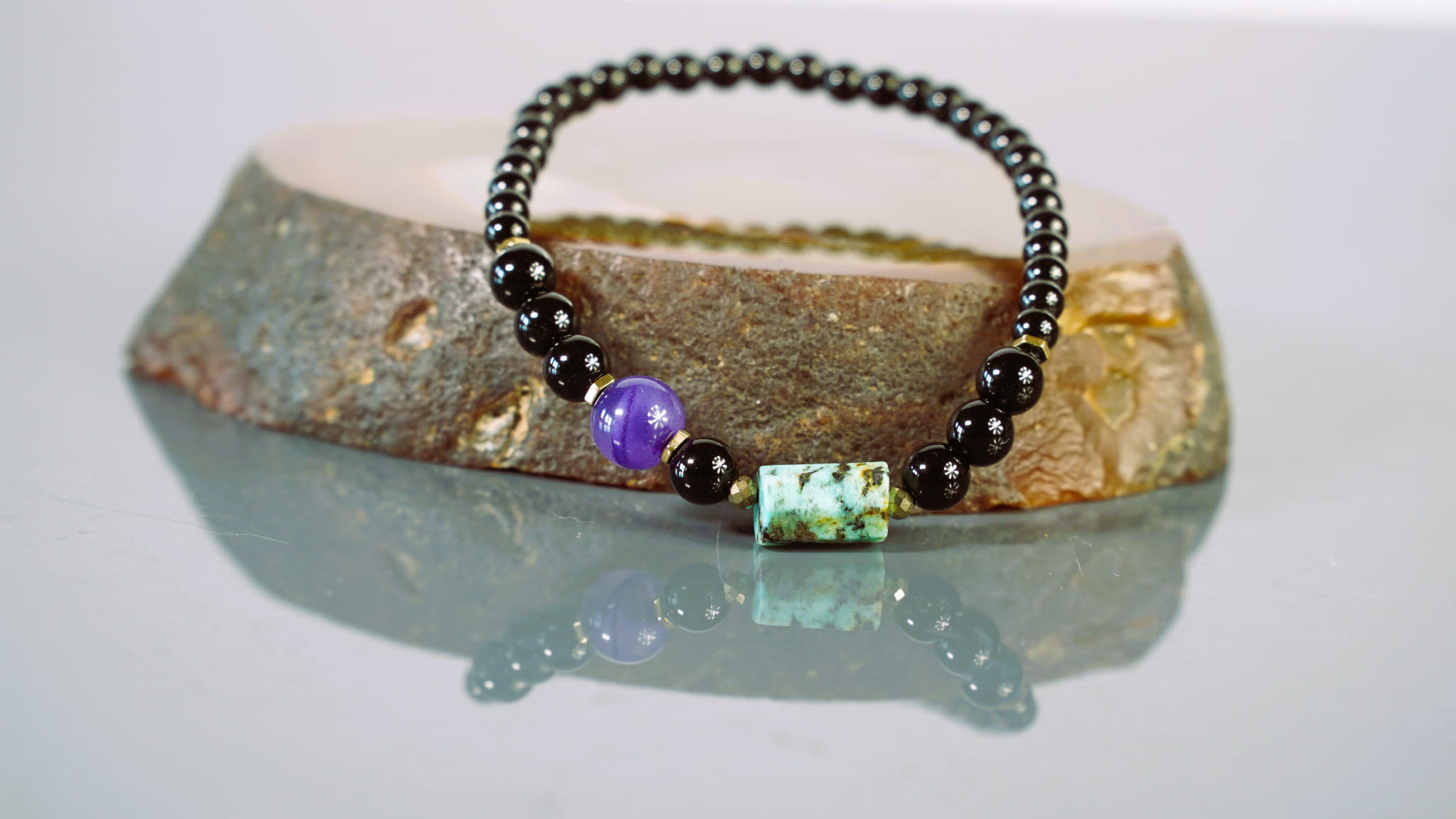 Bransoletka z ametystem i turkusem - Amulet w podróży - obrazek 2